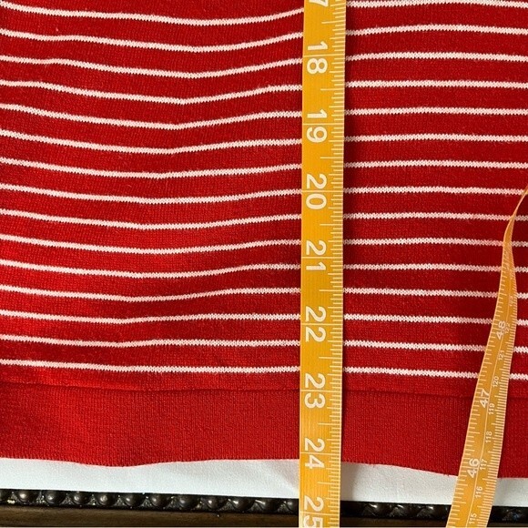 Boden Womens Size S Red Striped Lace Back Cotton Blend Long Sleeve Crew Sweater - Picture 4 of 11